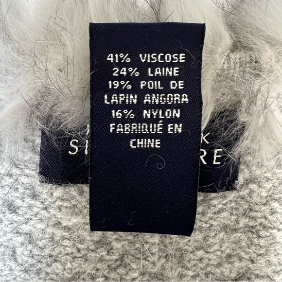 Penny Lane Fur Trim Wool Angora Cable Knit Women Cardigan Sweater Cottage Core - Picture 8 of 16